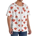 thumbnail image 2 of Goofa Hand Drawn Watermelon Printed Men's Casual Short-sleeved Shirt,Lightweight Breathable Button-down,Summer Casual men's top,Versatile Fashion shirt-Large, 2 of 7