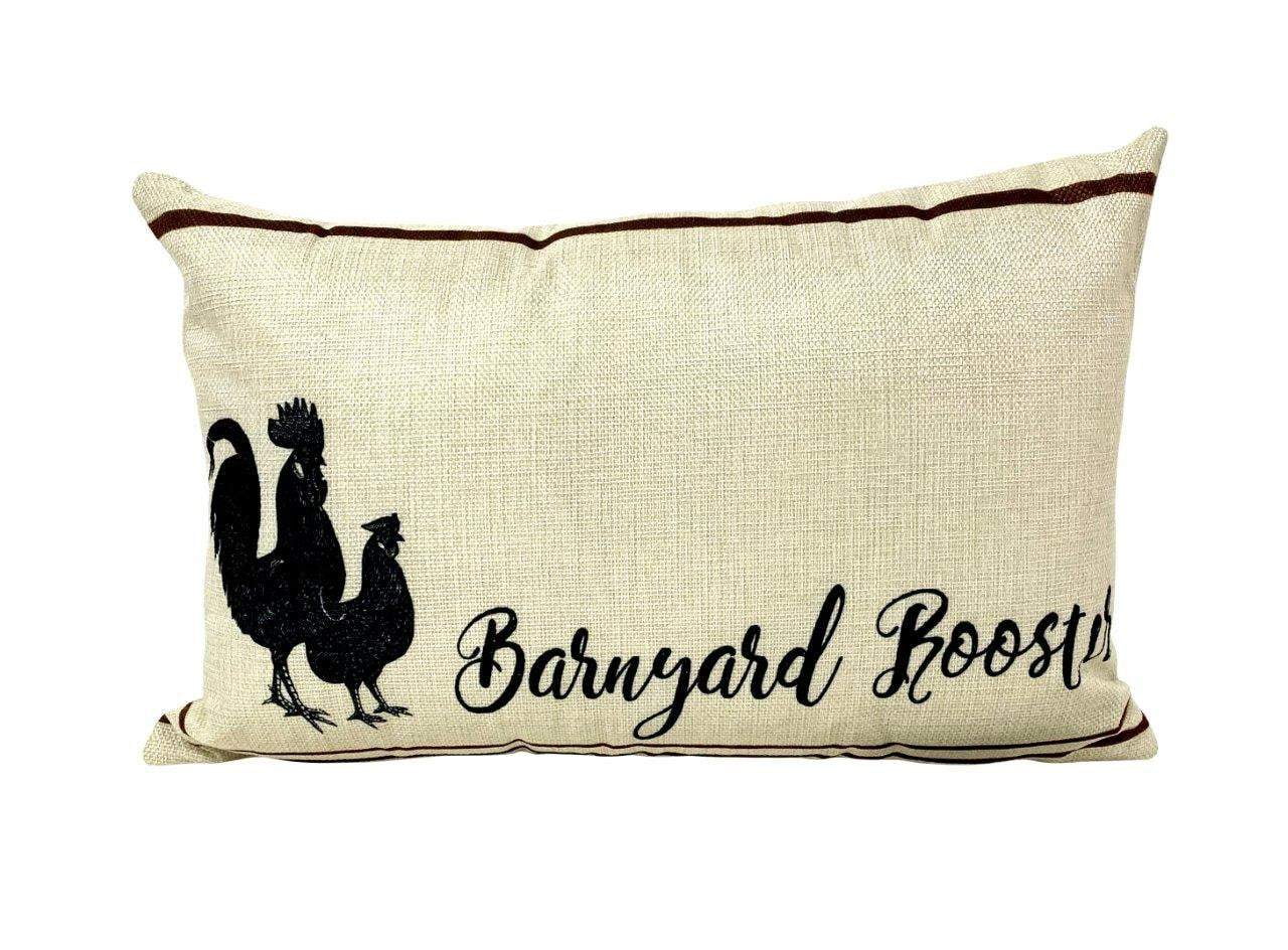 Barnyard Rooster Pillow Cover 18 x 12 Primitive Decor Vintage