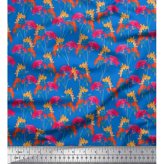 Soimoi Georgette Viscose Fabric Flower Watercolor Decor Fabric Printed Yard 42 Inch Wide