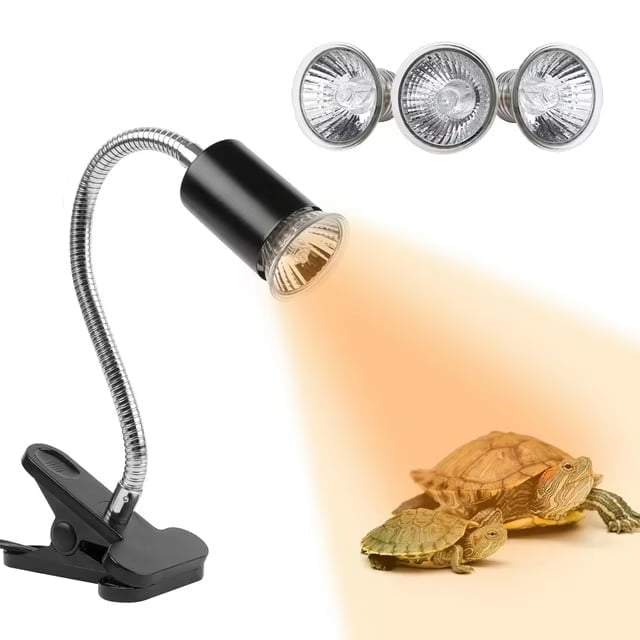 Reptile Heat Lamp Adjustable Tortoise UVA UVB Lamp Sunlight-Simulating Basking Spotlight with 3 25W Bulbs for Turtles, Lizards, Snakes, Bearded Dragons, Amphibians
