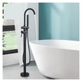 thumbnail image 2 of Matte Black Brass Bathroom Tub Faucet, Floor Mounted Free Standing Bathtub Shower Mixer Taps, Hot Cold Water Crane Swivel Spout ,Easy to Install, 2 of 7