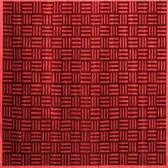 Ahgly Company Indoor Square Abstract Red Modern Area Rugs, 4' Square