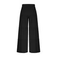 thumbnail image 6 of Flowy Pants for Women 2025 Boho Elastic High Waist Ruffle Hem Wide Leg Beach Loose Palazzo Pants Trousers, 6 of 8