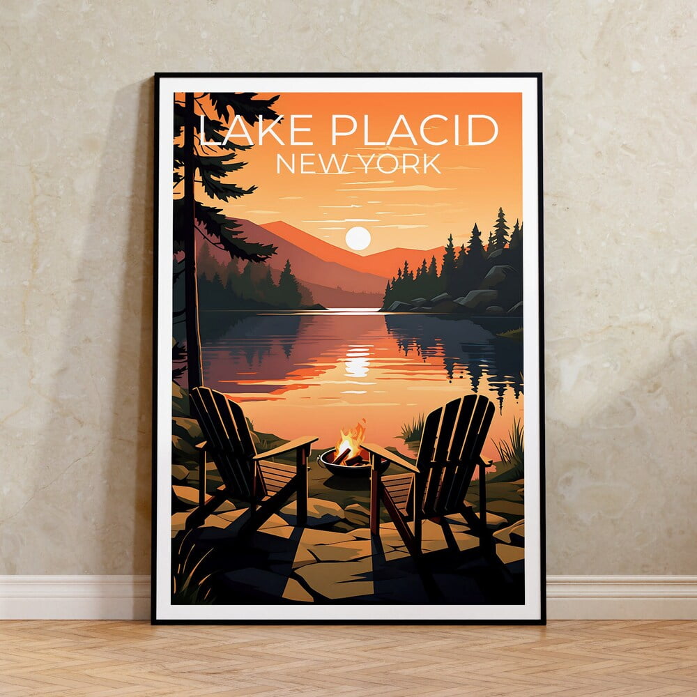Lake Placid Travel Poster New York Wall Art New York Print Lake Placid Poster Lake Poster Nature Poster Lake Placid Art POSTER