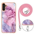thumbnail image 4 of Case for Samsung Galaxy A05s, Adjustable Detachable Crossbody Strap Neck Strap Silicone Bumper Marble Painted TPU Ultra Thin Shockproof Protective Phone Case Cover for Galaxy A05s, Pink, 4 of 7