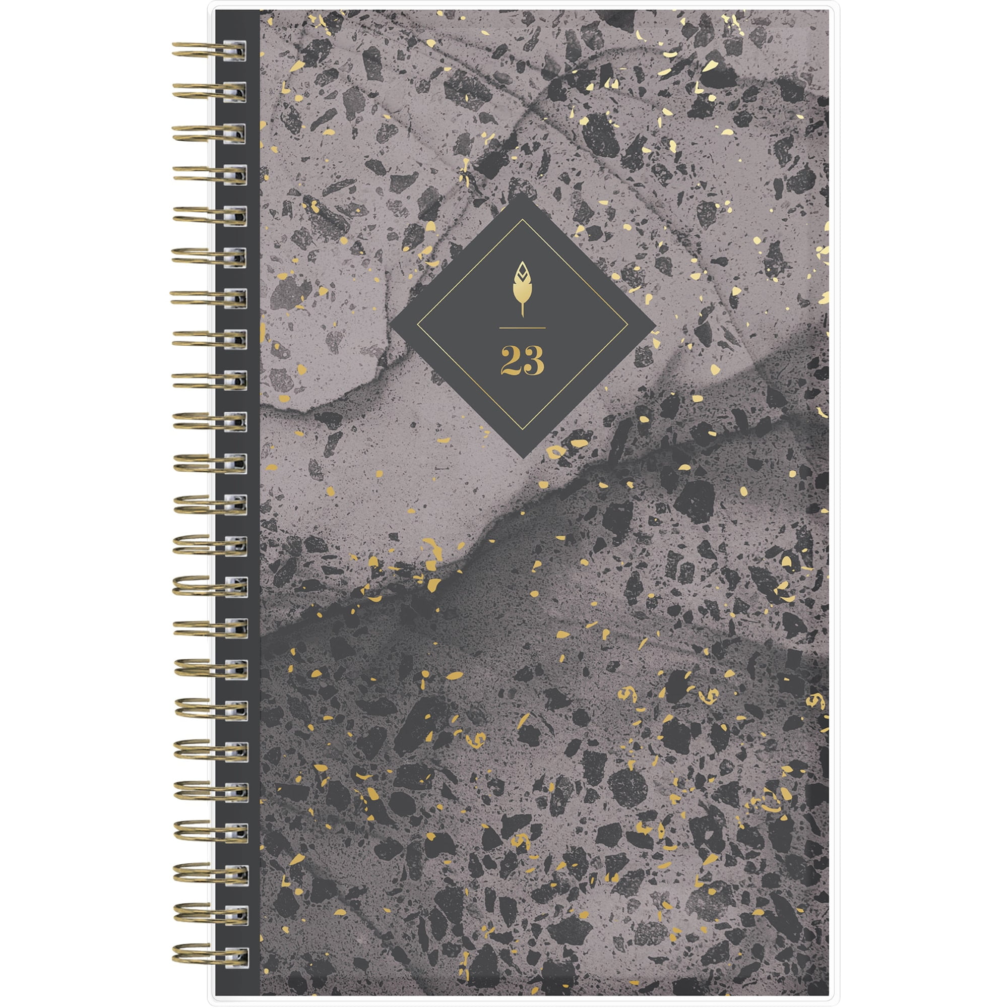 Blue Sky™ inkWELL Press Weekly/Monthly Planning Calendar, 5' x 8', Terrazzo Charcoal, January To December 2023, 142237