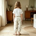 thumbnail image 5 of BRGZLK Toddler Girls Jogger Pants Summer Casual Floral Print Loose Breathable Long Pants Lightweight Comfortable Mosquito Repellent Pants Green 2-3 Years, 5 of 6