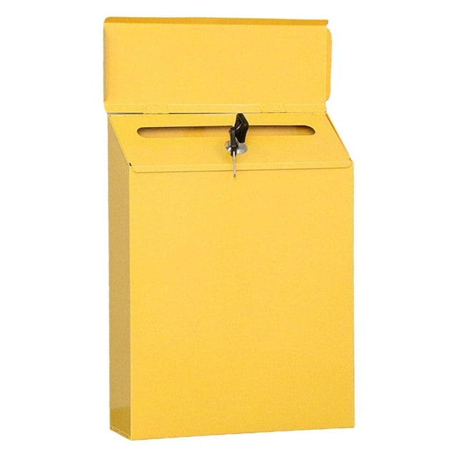 Mailbox Wall Mount Post Mail Lockable Mail Key Front Door Decorative Letterbox Suggestion Box Newspaper Magazines Letters Receive Case , Yellow