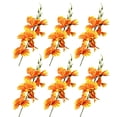 thumbnail image 2 of Dusknt Pack of 6 - Pack Flowers Artificial Orchid Plants Silk Flower Stems Vase Table Kitchen Home Garden Party Wedding Decoration (Orange), 2 of 7