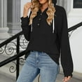 thumbnail image 3 of Admvng Hoodies for Women Solid Color Button Pocket Loose Long Sleeve Causal Hoodie, Size S-2XL, 3 of 7
