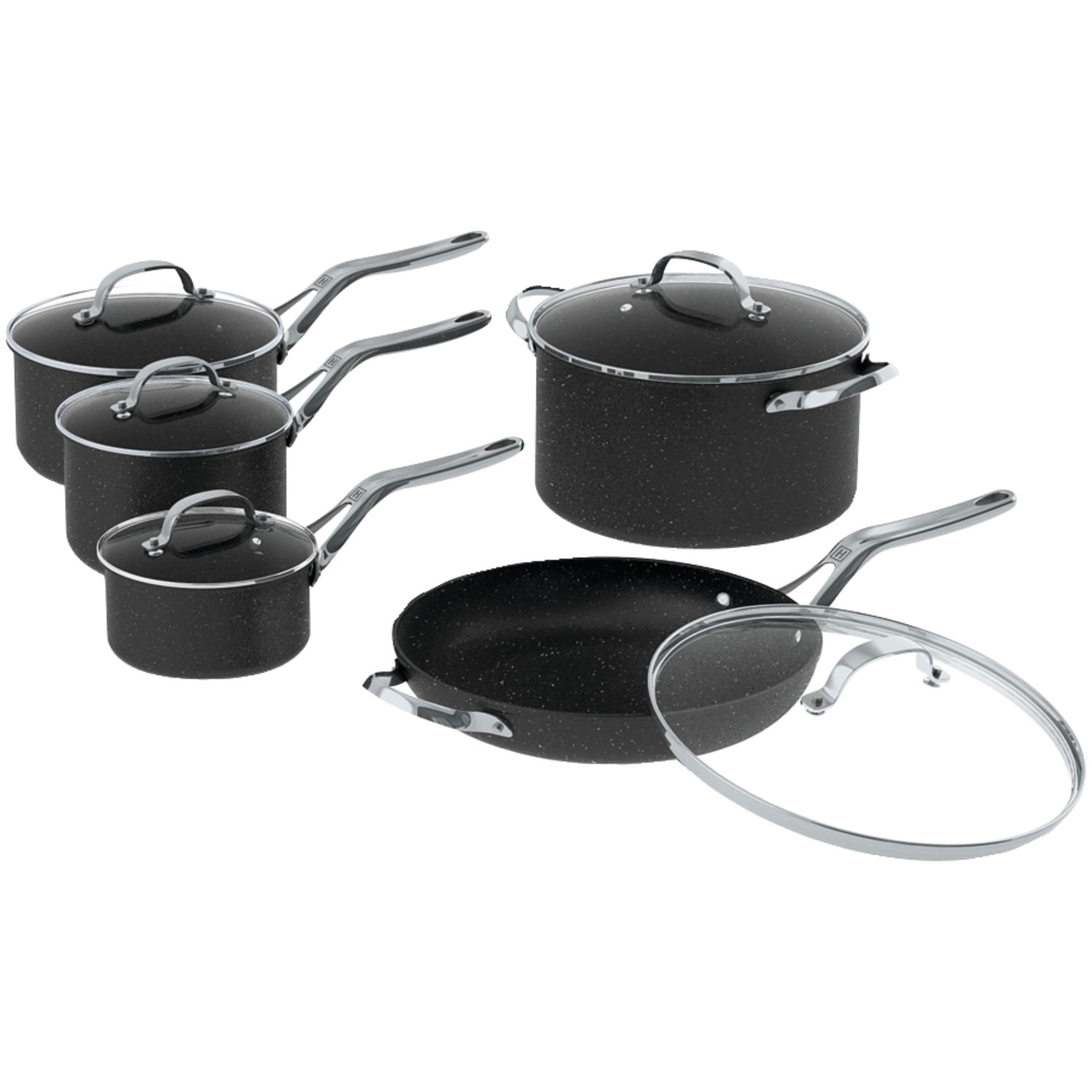 The Rock By Starfrit 16 piece Cookware Set, Dishwasher Safe Pots