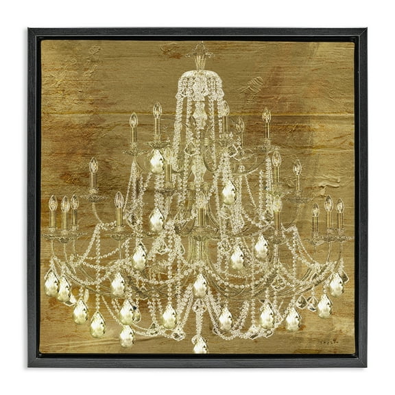 Stupell Industries Vintage Glam Crystal Chandelier Beauty & Fashion Painting Black Floater Framed Canvas Art Print Wall Art, 18 x 18