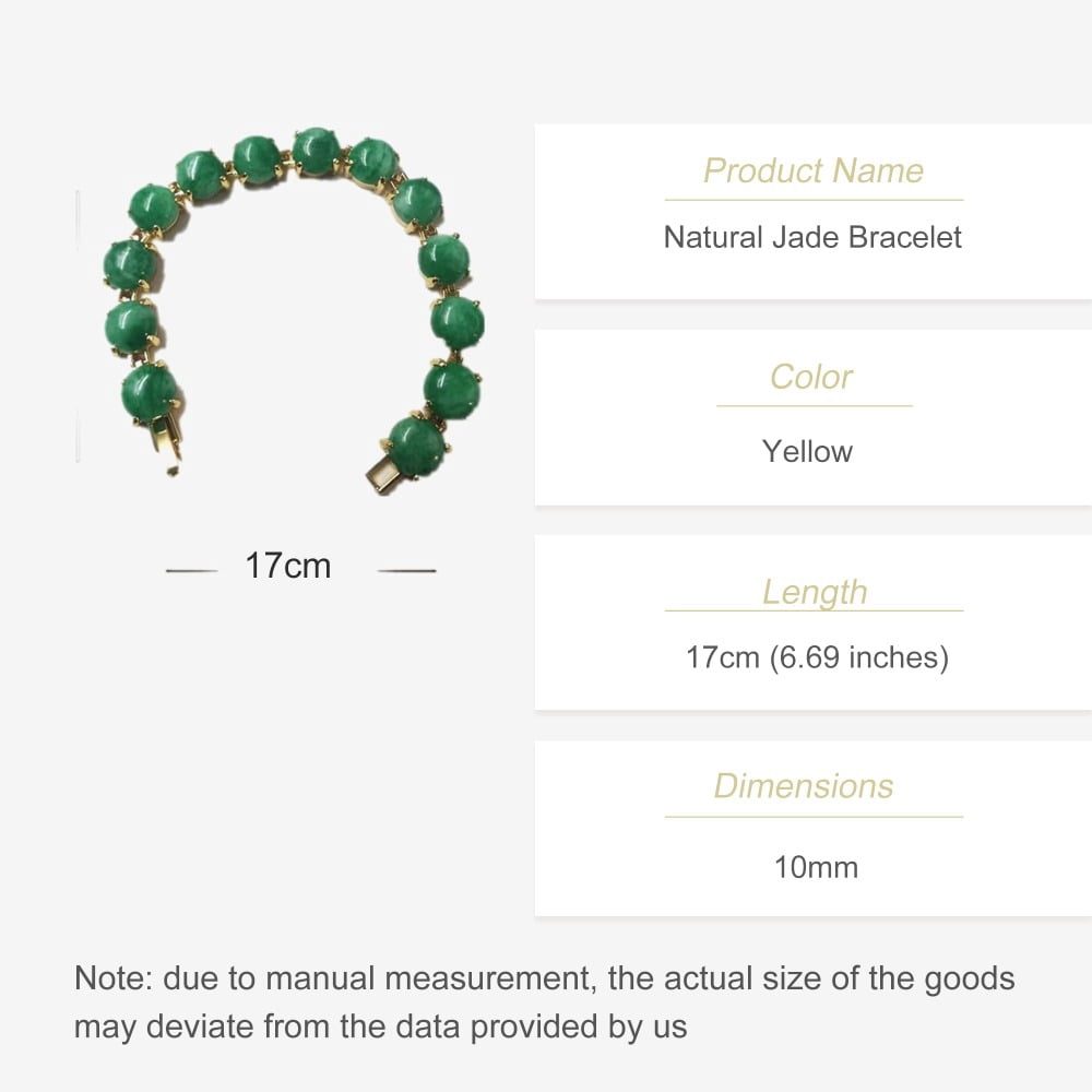 PAENENPH 14K Gold Natural Jade Bracelet，Stunning Green Gemstone for Women