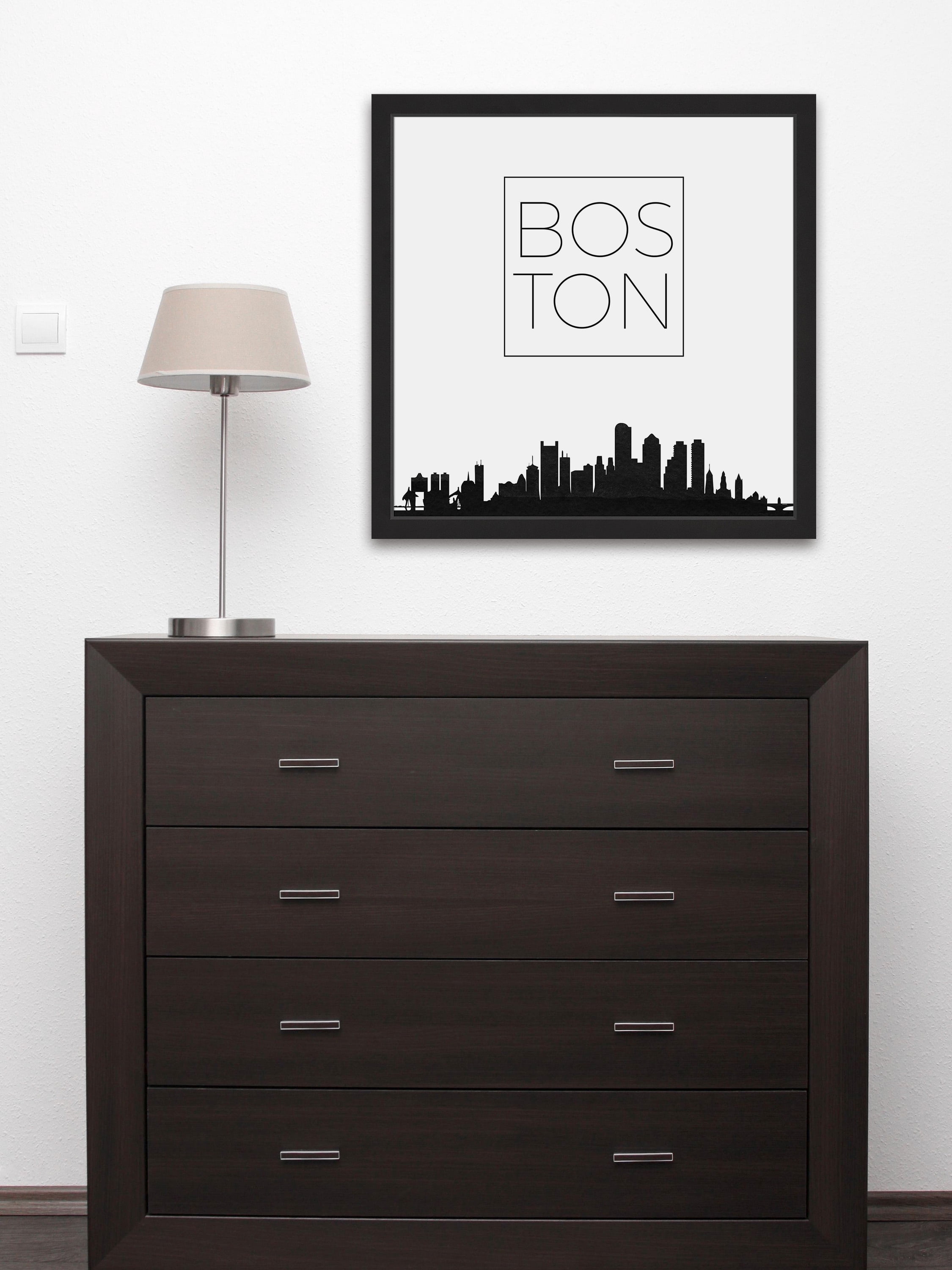 "Boston Skyline" Framed Painting Print
