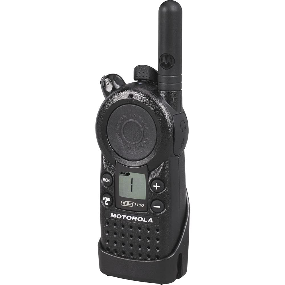 4 x Motorola CLS1110 UHF 1W 1-Channel 2-Way Radio (CLS1110) + 4 x Motorola HKLN4604 PTT Earpiece - 4 Pack with Mic Bundle