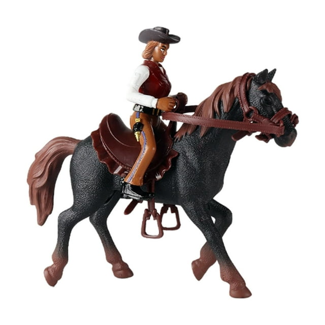 Simulation Horse Animals Farm Pretend Model Collection Educational Toy Accessories Multicolor Decoration House Model Playset for Study Kids Caballo oscuro CUTICAT Juego de simulación