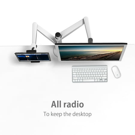 Silver Aluminum Alloy Adjustable Combination Desk Holder Bracket Stand Mount Dual Arm QA8Z for Computer & ta blet Monitors