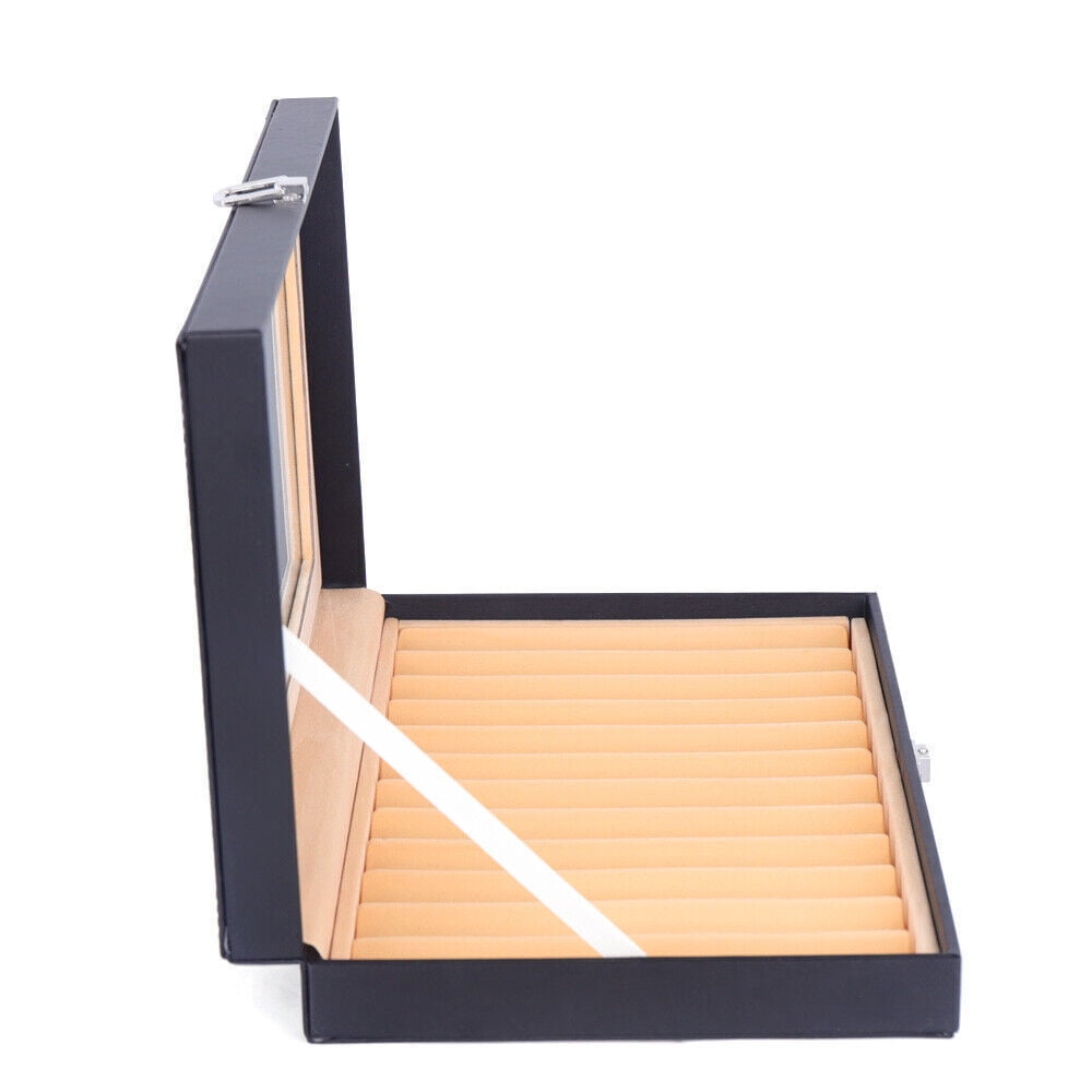 12 Slots Pen Case Black Fountain Pen Display, Wood Pen Box Storage Collector Box Organizer