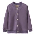 thumbnail image 3 of Krdevn Kids Solid Lined Raglan Sleeve Button Baseball Jacket Purple,4-5 Years, 3 of 4