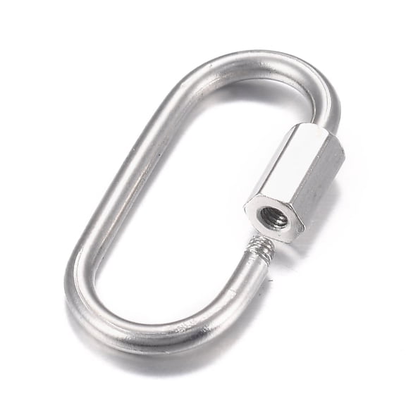 10pcs Resistant 304 Stainless Steel Screw Carabiner Lock for Necklaces Making Quick Links Oval Stainless Steel color 21x11x4mm Screw: 7x4mm