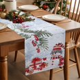 thumbnail image 5 of Xmas Snowman Birds Cotton Linen Table Runner for Dining Kitchen, Christmas Green Silver Pine Snowflake Wedding Outdoor Party Tablerunners Decoration, Dresser Scarf Coffee Tablecloth Runners 13"x36", 5 of 9