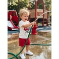 thumbnail image 3 of BemeyourBBs Toddler Baby Boy Summer Clothes Firefighter Outfit Shorts Set Fire Truck Applique Short Sleeve T-shirts And Pockets Shorts 2 Piece Toddler Boys Summer Outfit, 3 of 9