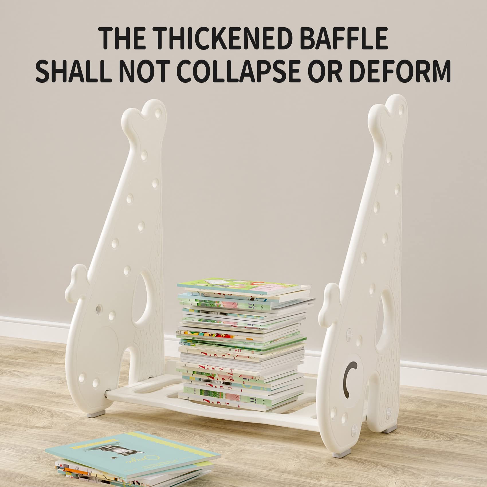 UNICOO® Kids 5 Tier Bookshelf with 2 Toy Bins, Children Bookshelf & Toy Organizer Baby Whale Bookshelf (White)