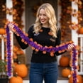 thumbnail image 6 of Halloween Holiday Party Decor Pumpkin Yarn Garland Hanging Prop for Home Outdoor Courtyard Door Wall Mantel Porch Fall Festival Supplies C, 6 of 6