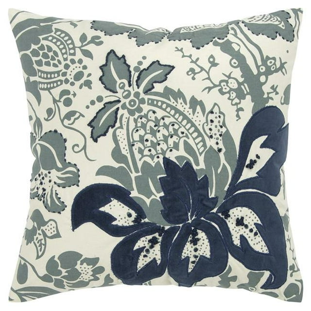 HomeRoots 403191 Blue & Ivory Flower Pod Down Filled Throw Pillow