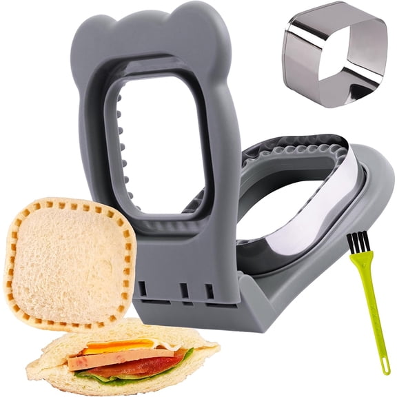 Januofit Uncrustables Sandwich Maker Sealer Cutter, Crustless Sandwich Cutter, PB&J Uncrustable Maker - Color Grey, Square Shape