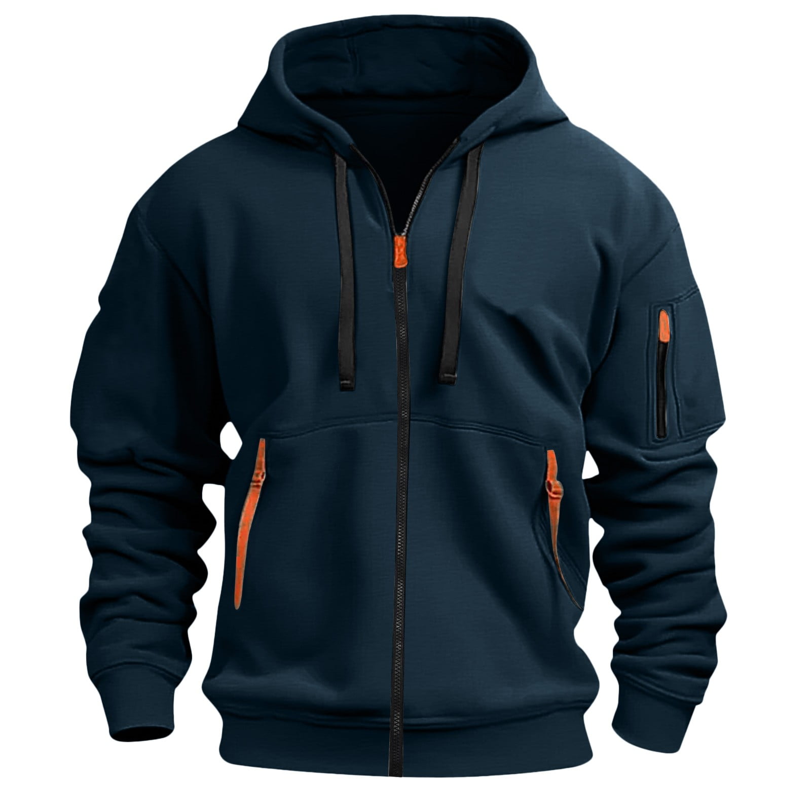 TOWED22 Men's Full Zip Fleece Hoodie zippered Color Block hooded slim Fit Long Sleeve Lightweight Sweatshirt(Blue,4XL)