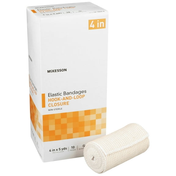 McKesson Elastic Bandage Compression Wrap for Injuries - 4 in x 5 yd, 10 Count, 5 Packs, 50 Total