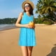 thumbnail image 3 of Fotbe Sky Blue Glitter Vestido de Verano sin Mangas para Mujer – Vestido Midi Línea A, Estilo Camiseta Floral, Vestido Playero Casual y Fluido, 3 of 7