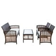 thumbnail image 6 of UHOMEPRO Patio Porch Outdoor Dining Furniture Sets, 4 Pieces PE Rattan Wicker Chairs with Coffee Table W7771, 6 of 11