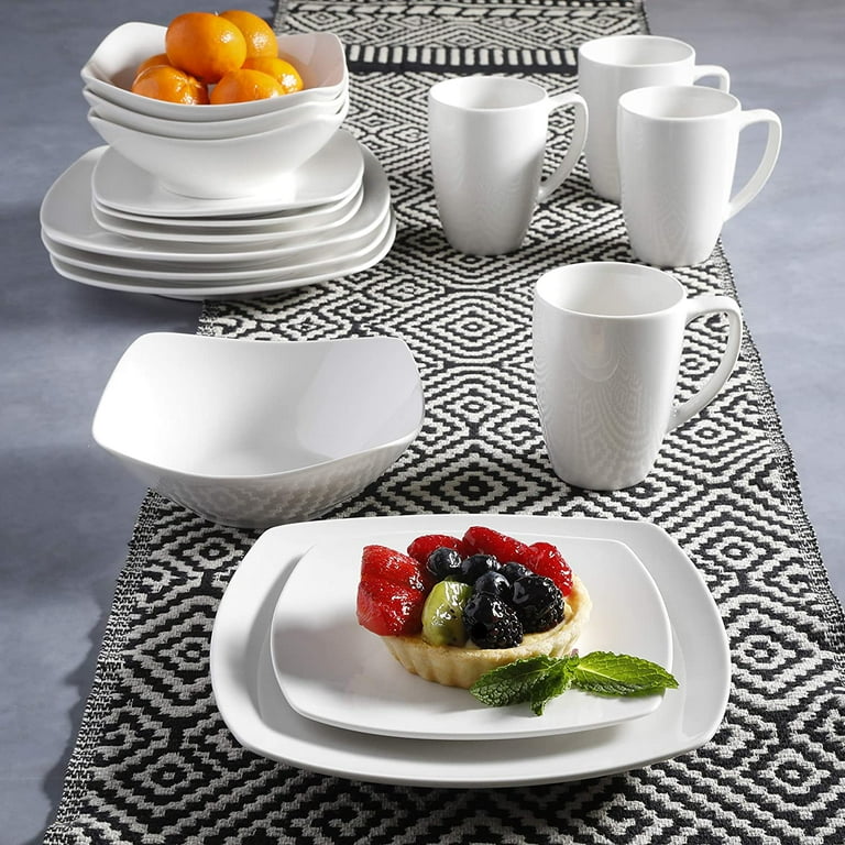 Gibson Home Curvation 16-Piece Casual White Ceramic Dinnerware Set