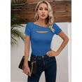 thumbnail image 3 of Womens Cutout Tops Fashion Sexy Short Sleeve Lightweight Slim Fitted Tops Tshirts, 3 of 6