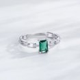 thumbnail image 3 of 6x4MM Baguette-Cut Lab-Created Emerald Chain-Fix Shank Solitaire Engagement Ring in 925 Sterling Silver – Elegant and Timeless Jewelry for Women, 3 of 4
