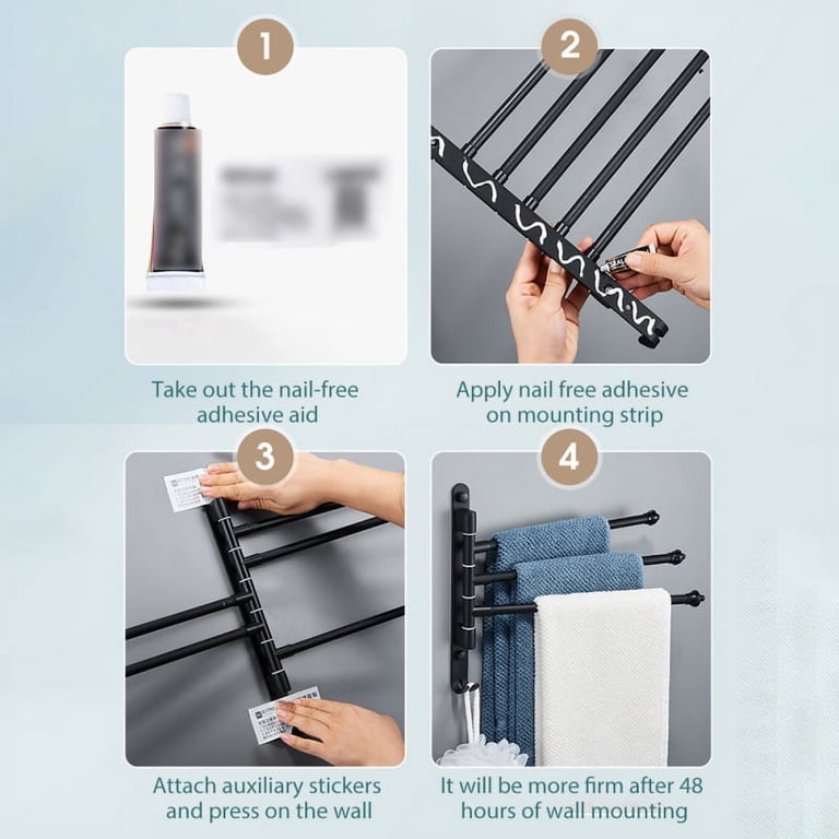 Matte Black Wall Mount Towel Bar - 22.8 Inch Single Towel Rack For Bathroom Or Kitchen