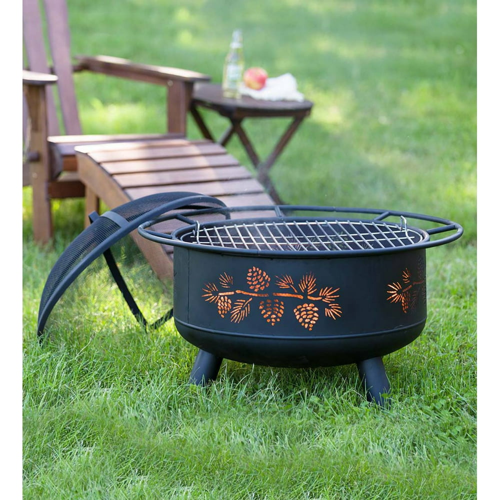 Pine Cone Wood Burning Fire Pit with Sturdy Spark Guard