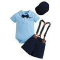 thumbnail image 2 of Delliss Baby Boy Clothes Infant Boy Gentleman Outfits Suit,Dress Shirt + Suspender Pants + Bowtie + Beret Hat Wedding 1-8 Years, 2 of 5