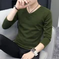 thumbnail image 3 of Ropa para hombre Camiseta verde con cuello en V y botones para hombre Unicolor liso talla XL poliéster moda coreana otoño It Harajuku XXL, 3 of 5