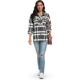 thumbnail image 2 of MLANM Womens Plaid Shacket Shirt Jacket Button Down Long Sleeve Shirt Coat Fall Warm Outwear Clothes,2XL Black White, 2 of 6