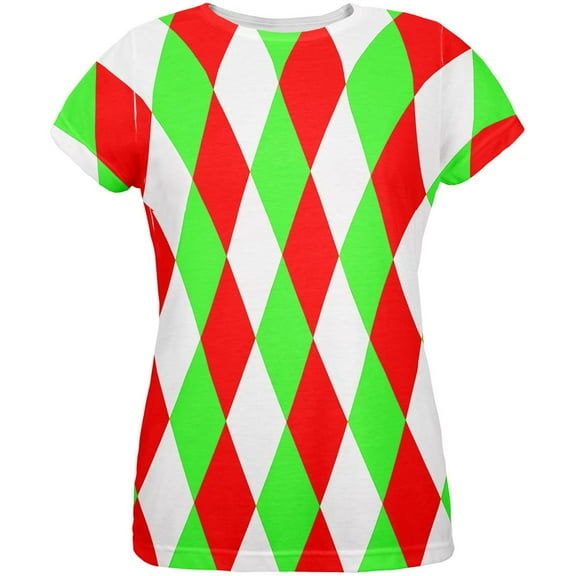 Christmas Jester Harlequin Costume All Over Womens T Shirt Multi SM