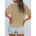 thumbnail image 3 of DOKOTOO Women Sweater Tops Short Sleeve Hollow Out Pullover Tops Solid Color V Neck Knitted Shirts, 3 of 4