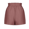 thumbnail image 5 of Cotton Linen Shorts for Women Summer Casual Soft Lightweight Elastic Waist Wide Leg Loose Beach Shorts with Pockets, 5 of 6