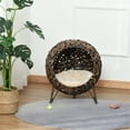 thumbnail image 5 of 20.5" Rattan Cat Bed, Claw-Proof Rattan Wicker Cat Furniture, Elevated Hand-Woven Kitten House Condo with Cushion,  Easy to Clean Elevated Ball Cat Bed with Washable, for Indoor, Brown, 5 of 8