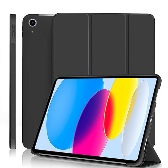 For New iPad 10 2022 10th Generation A2696 Tablet Cover Folding Smart Cover Funda for Apple iPad 10 9 Inch 2022 Case Soft Black iPad 10th 2022