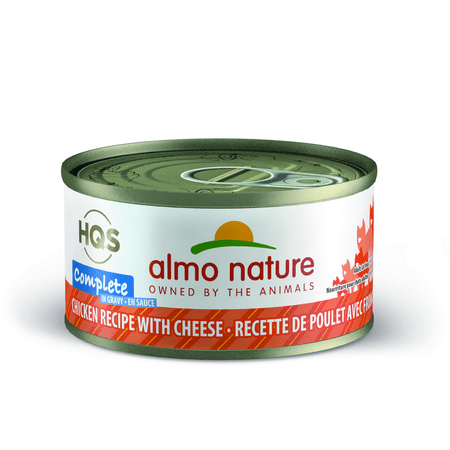 Almo Nature High Quality Sourced Complete Chicken with Cheese in gravy Grain Free Wet Canned Cat Food 2.47 oz.(12 Pack)