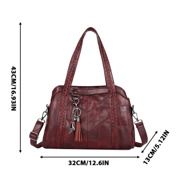Soft Leather Women Tote Bag,Large Capacity Messenger Purse,Triple Compartment Design,Adjustable Shoulder Strap,Silver Hardware Zipper,Work Dating Travel,Multi Pocket Daily Organizer