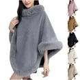 thumbnail image 5 of XFLWAM Women's Fashion Fuzzy Shawl Faux Fur Collar Trim Warm Wrap Cape Soft Comfort Thermal Shawl Winter Outwear Gray Free Size, 5 of 5